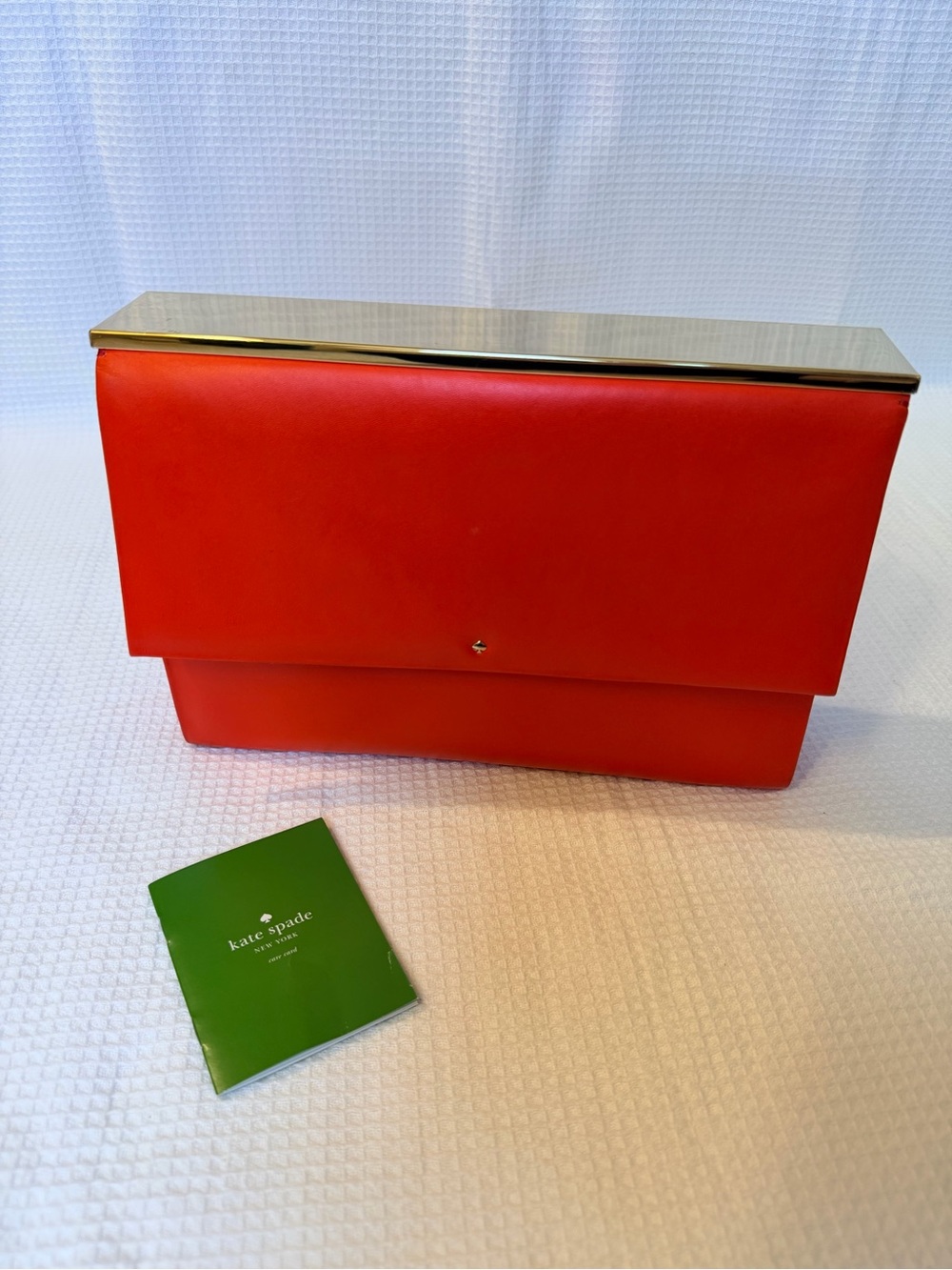 kate spade monroe place maraschino red Leather Clutch w Gold Accent - NWT